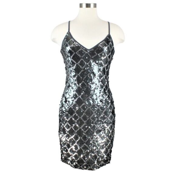 Love + Air Dresses & Skirts - Dress Bodycon Strappy Silver Gray Black Sequin Mini Love + Air Size Medium